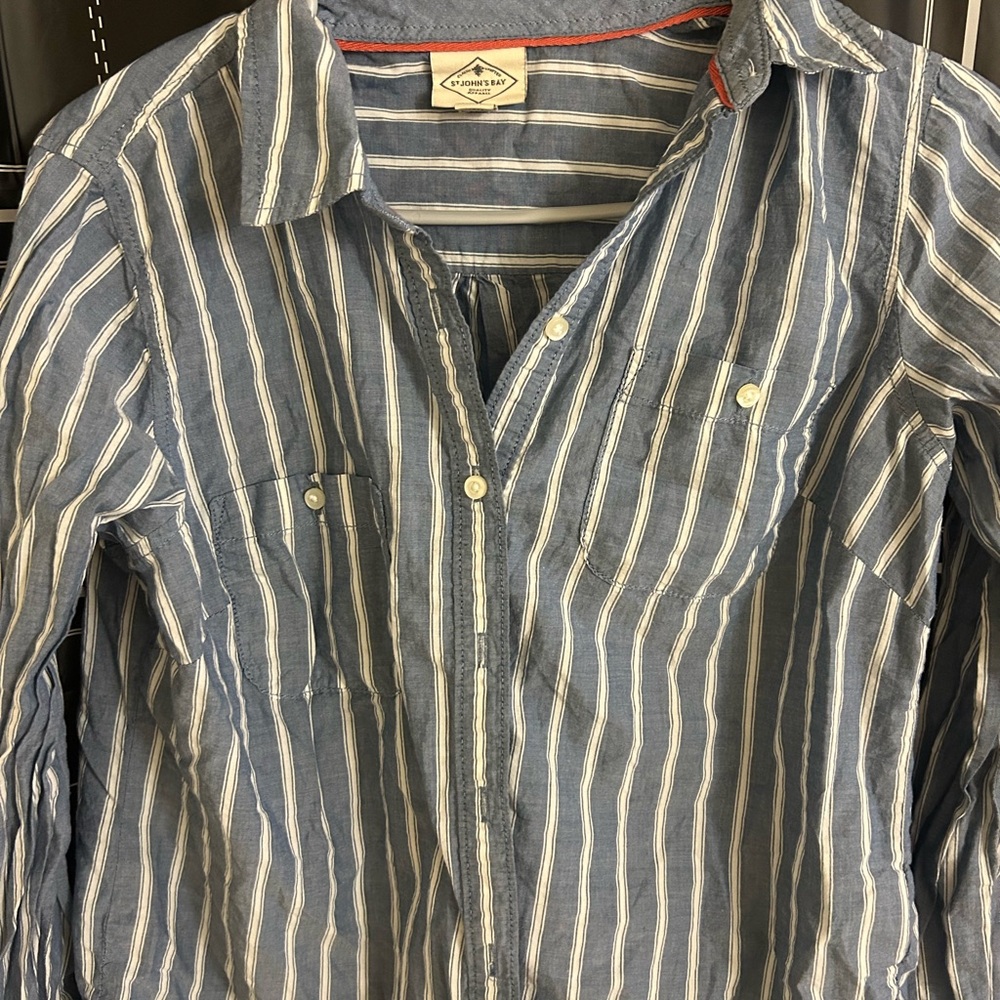 Blue Striped Button-Up Shirt